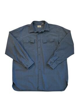 LL Bean Flannel Shirt Mens Large Blue Chamois Button Up Long Sleeve Heavyweight